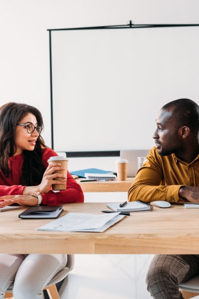 portrait of african american business people at workplace in office